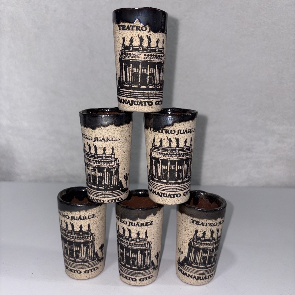 VTG Teatro Juarez Guanajuato Mexico Sand Textured Ceramic (6) Shot Glasses